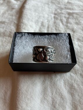 Silpada Sterling  Silver Floral Band Ring R1686 size 10-10.5